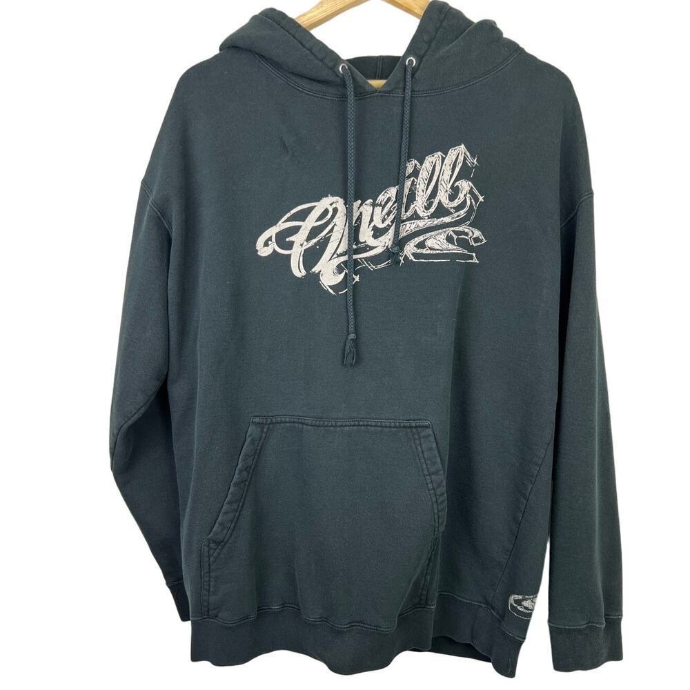 VINTAGE Y2K O'Neill Gray Distressed Surfing Skate Pullover Hoodie Large